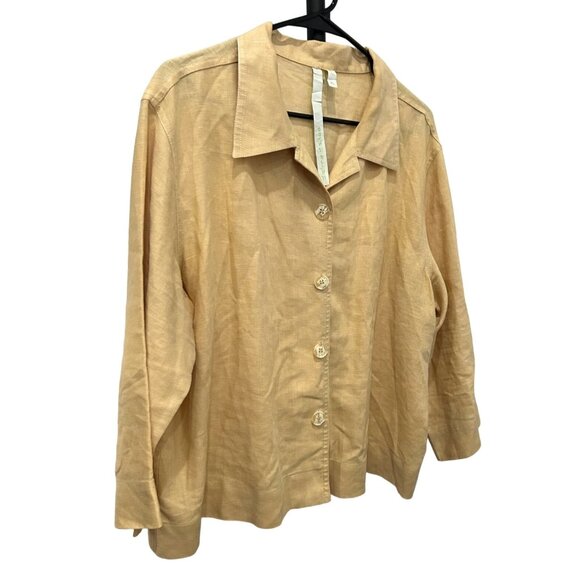 Debra Deroo Beige Button-Up Womens Linen Blouse Jacket Size 22 - Picture 3 of 10